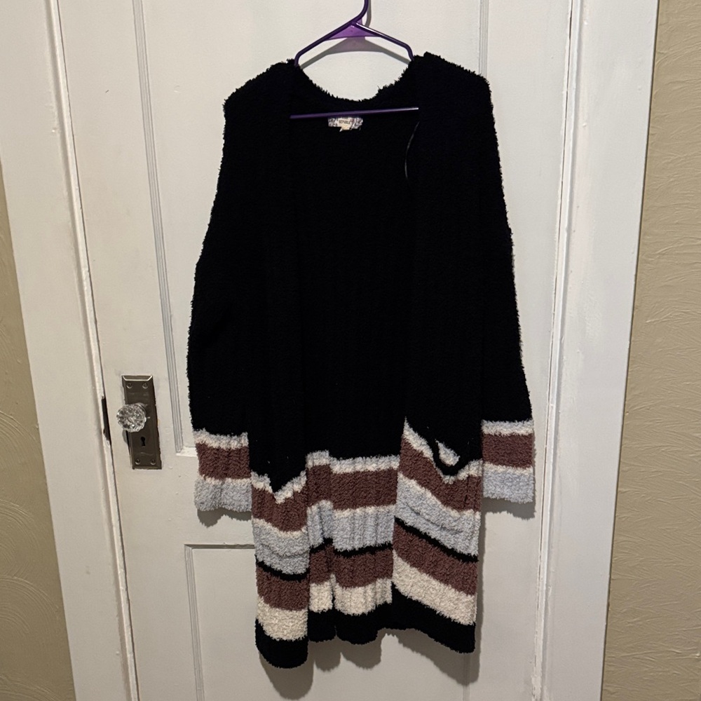 Pink Republic Black and Brown Striped Cardigan